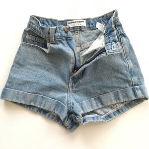 American Apparel l High Waisted Jean Shorts